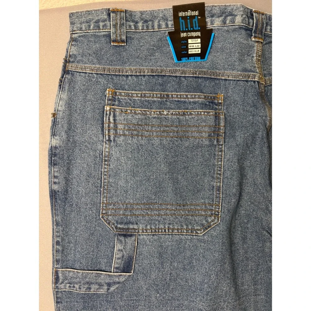 VTG h.i.d. jean Carpenter Jeans Mens 48 x 30 Light Wash Denim High Intensity NEW